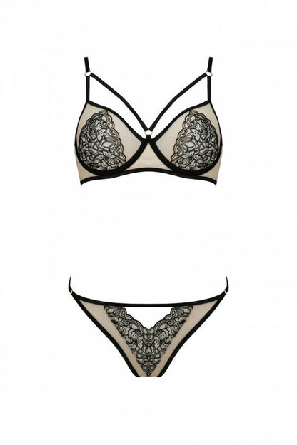 Комплект Passion LORINA SET, S/M, beige, бюстгальтер та трусики