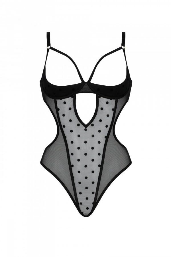Еротичне боді Passion MARINA BODY, S/M, black, з відкритими чашками