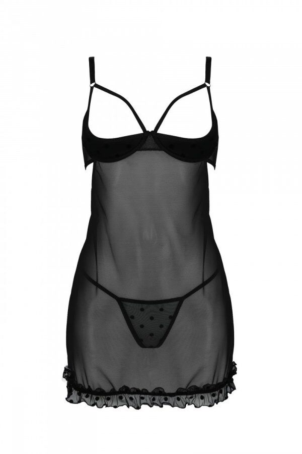 Еротичний пеньюар Passion MARINA CHEMISE, XXL/XXXL, black
