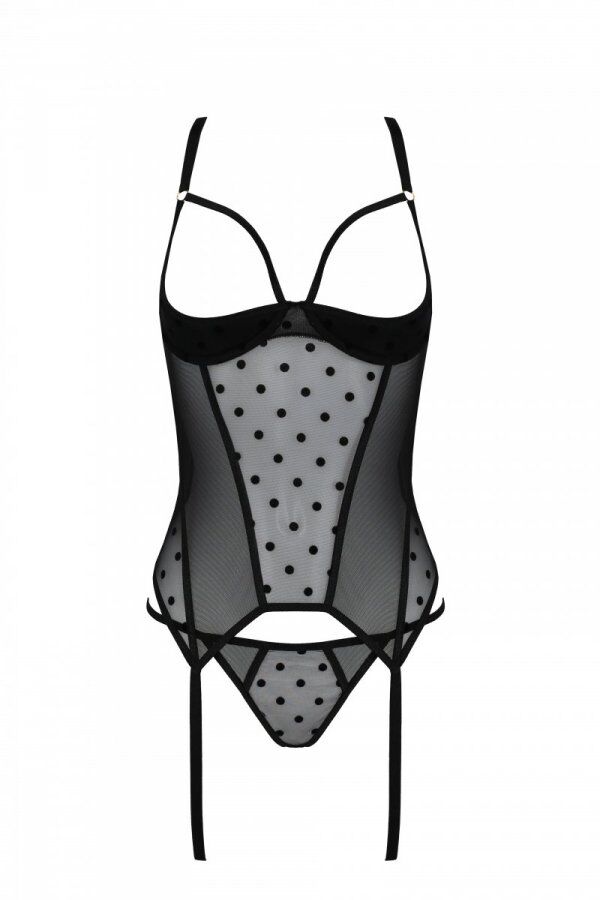 Корсет Passion MARINA CORSET, L/XL, black, з відкритими чашками