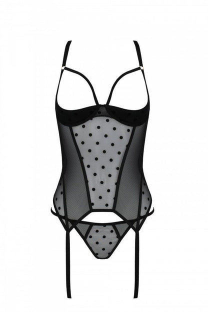 Корсет Passion MARINA CORSET, S/M, black, з відкритими чашками