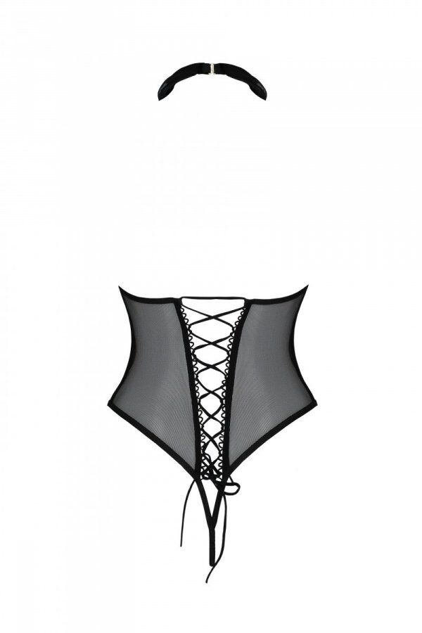 Еротичне боді Passion TRISHA BODY, XXL/XXXL, beige, з відкритими чашками