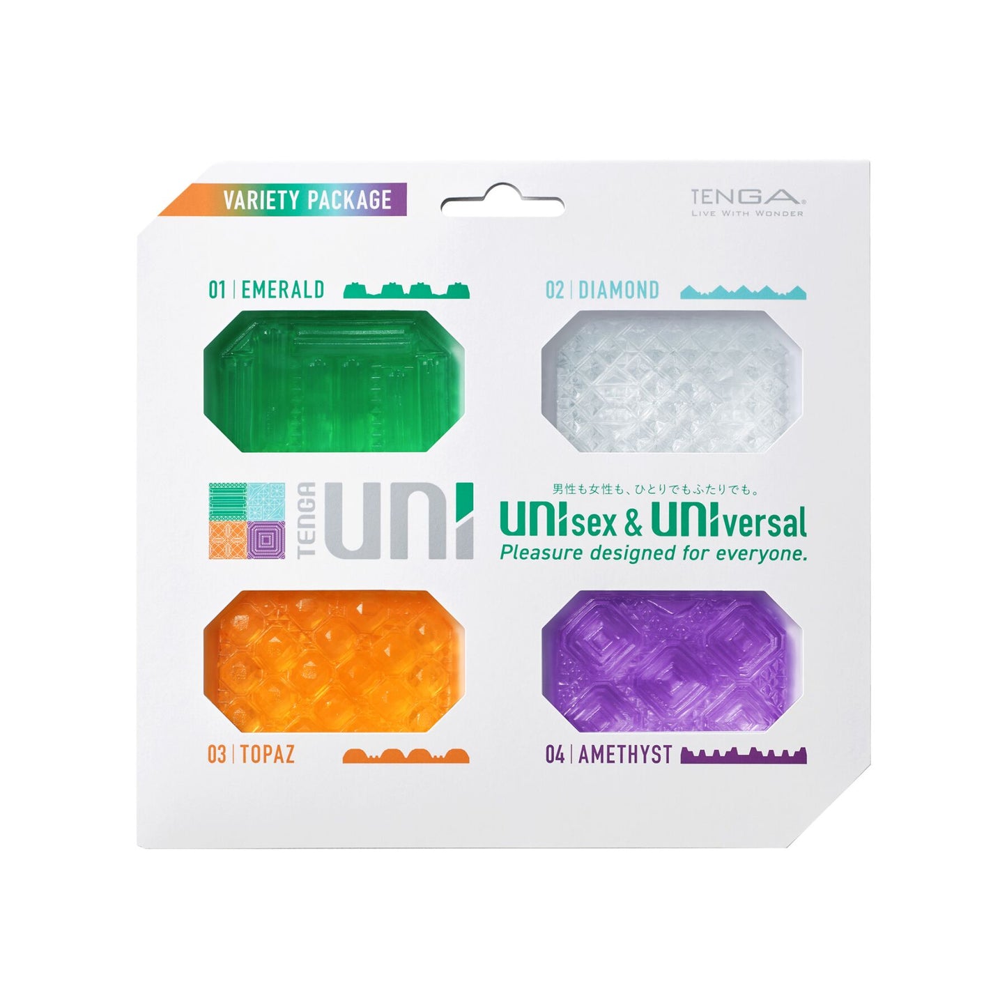 Набір унісекс-стимуляторів Tenga UNI Variety Pack (4 шт), лубрикант у комплекті
