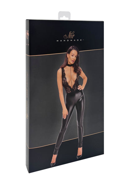 Комбінезон Noir Handmade F298 Libido Deep-V catsuit with collar and pearl chain - XXL