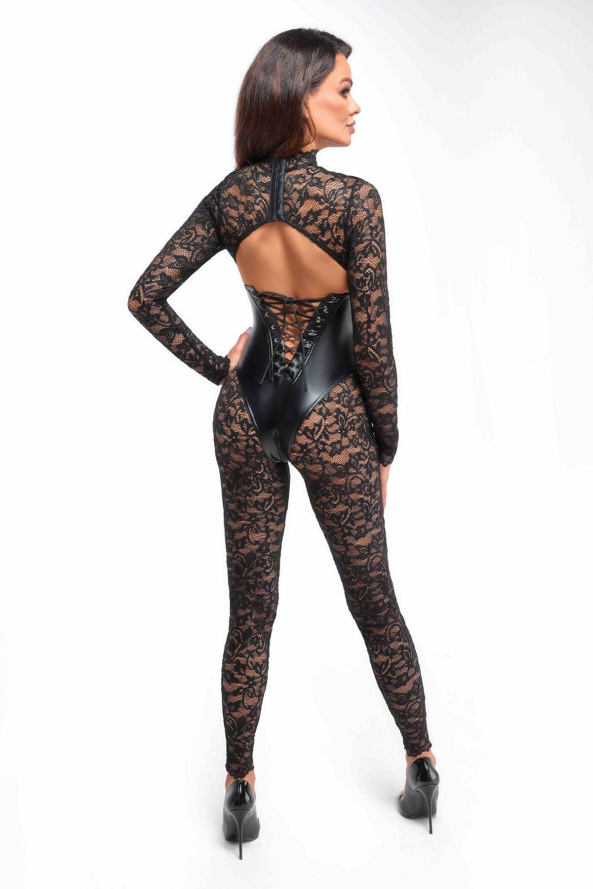 Комбінезон Noir Handmade F299 Enigma lace catsuit with underbust bodice - S