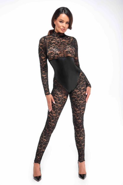 Комбінезон Noir Handmade F299 Enigma lace catsuit with underbust bodice - XXL