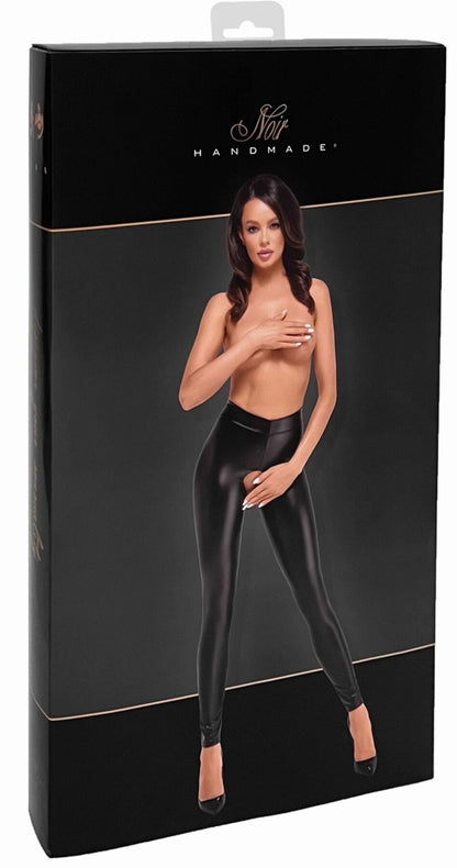 Легінси Noir Handmade F304 Taboo wetlook leggings with open crotch and bum - S