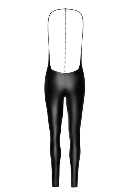 Комбінезон Noir Handmade F306 Mirage catsuit with jewelry rhinestone chain adorning the back - XL