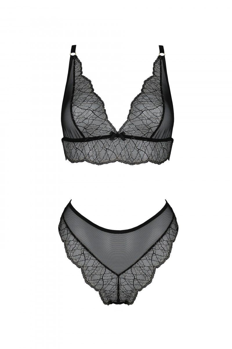 Комплект Passion AMBERLY SET black, S/M, бралет і трусики бразиліана
