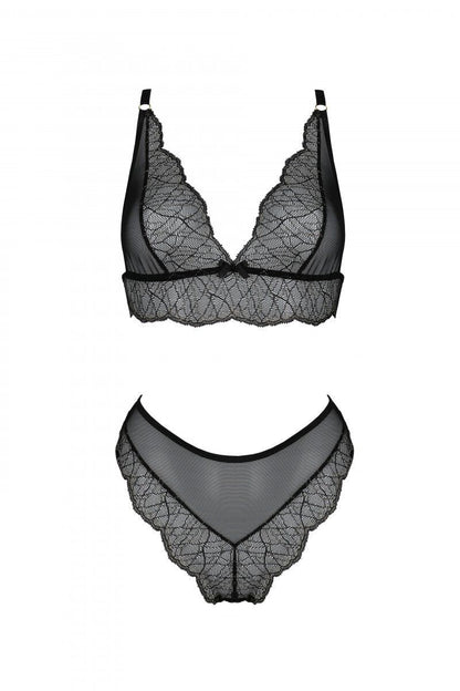Комплект Passion AMBERLY SET black, S/M, бралет і трусики бразиліана