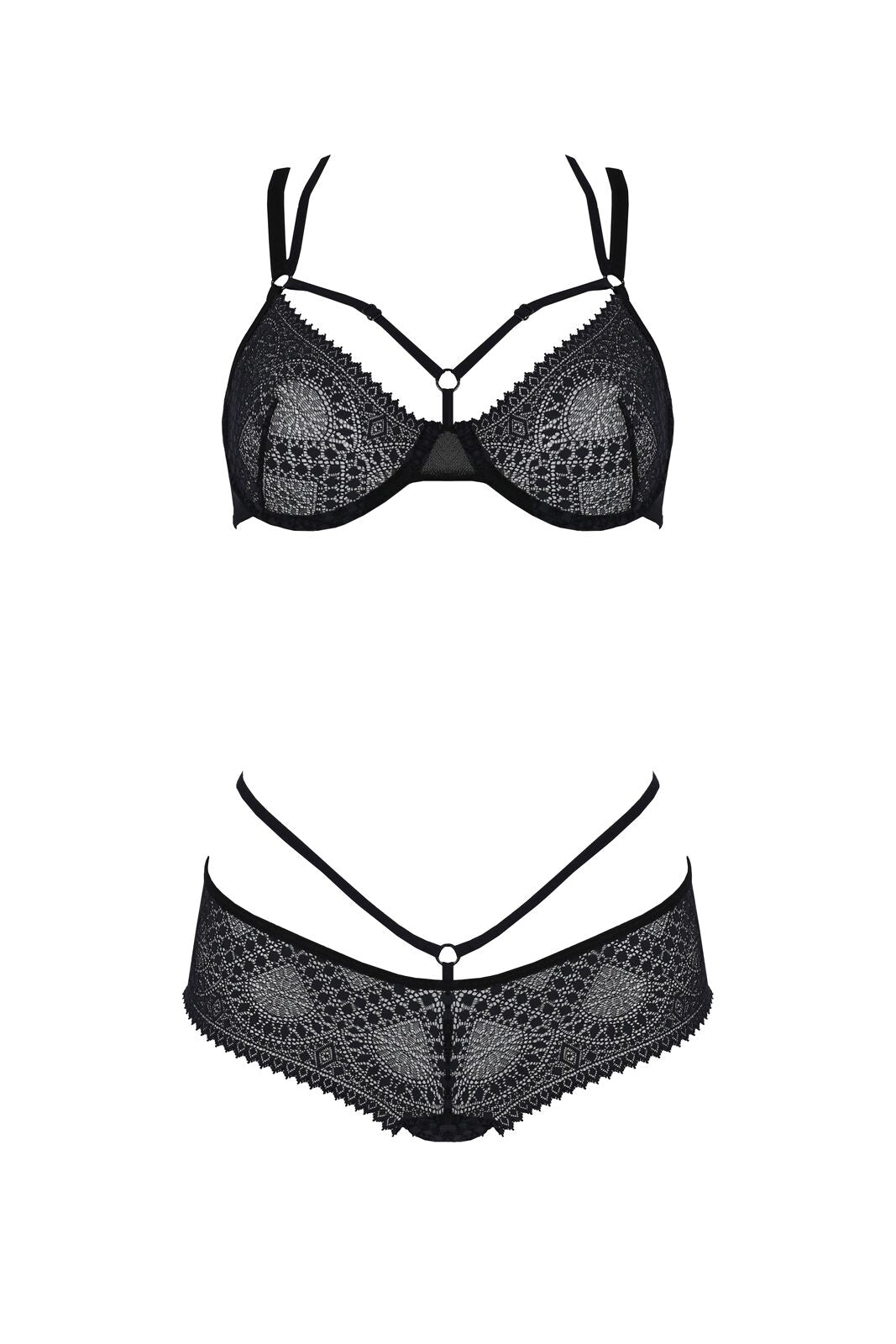 Комплект Passion DROSERA BIKINI black, XXL/XXXL, бюстгальтер і трусики-кюлоти