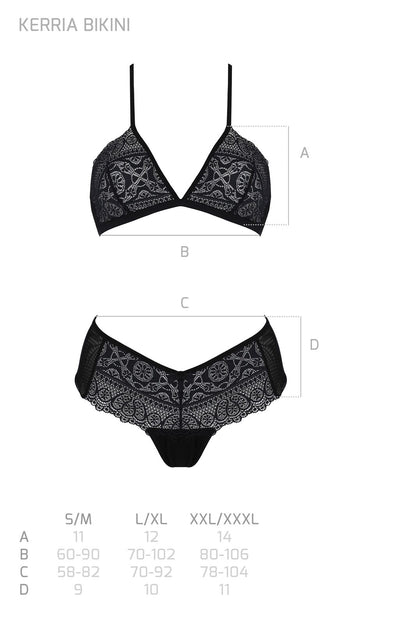 Комплект Passion KERRIA BIKINI black, XXL/XXXL, бралет і трусики-бікіні