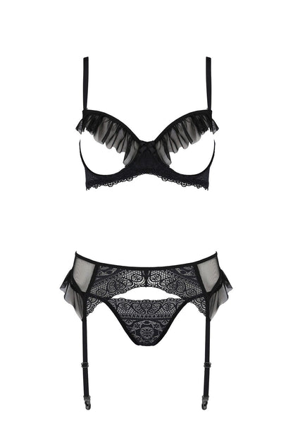 Комплект Passion KERRIA SET WITH OPEN BRA black S/M - ECO Passion
