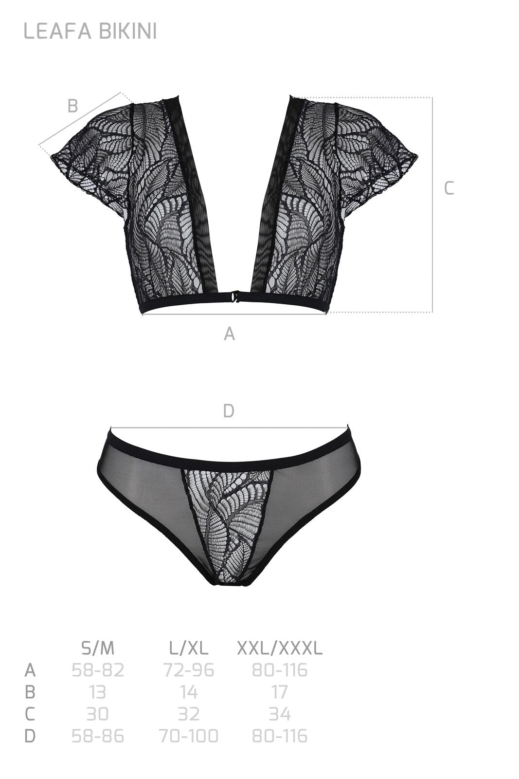 Комплект Passion LEAFA BIKINI black XXL/XXXL - ECO Passion