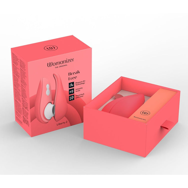 Вакуумний кліторальний стимулятор Womanizer Liberty 2 Vibrant Rose, 8 режимів, магнітна кришечка