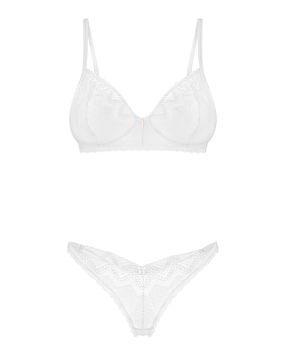 Комплект Obsessive Alissium 2-pcs set, XS/S, мереживо, ліф з м’якою чашкою, трусики танга