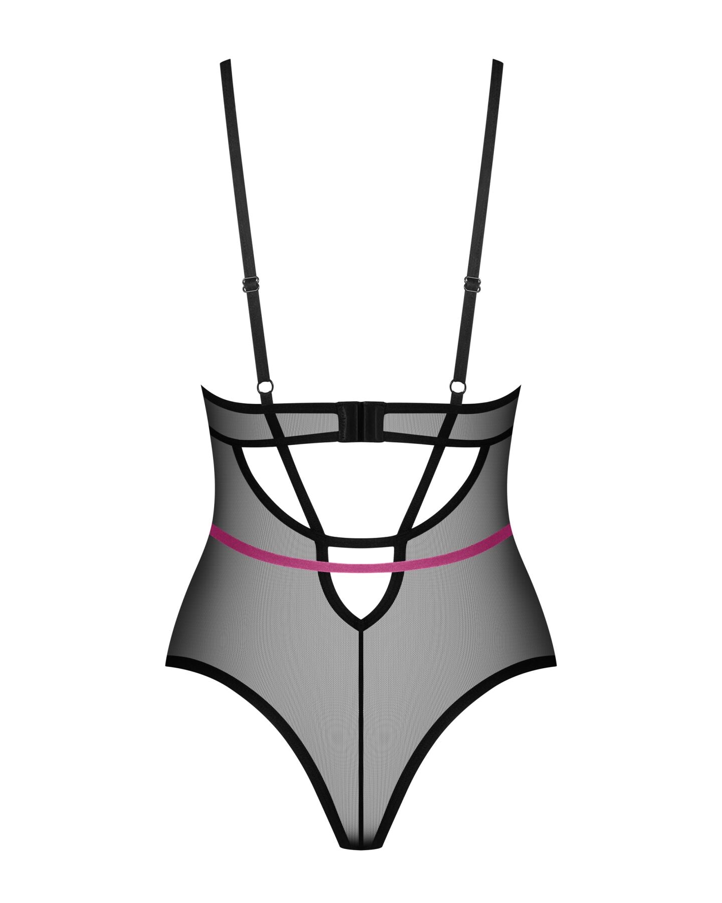 Боді Obsessive Novenes teddy, M/L, прозоре, чашки на кісточках, декор у вигляді стрічок