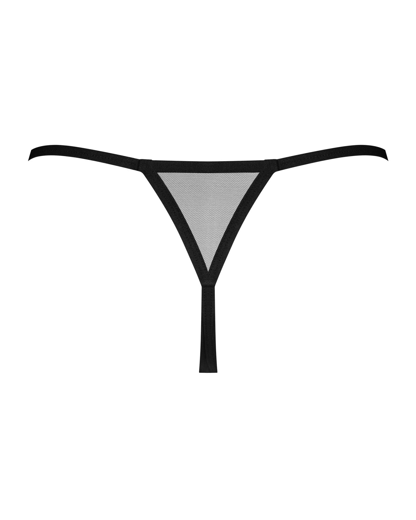 Трусики-стрінги Obsessive Novenes crotchless thong, XS/S, сітка, стрепи, прикраса зі стразами, відкр