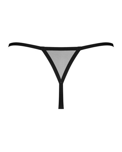 Трусики-стрінги Obsessive Novenes crotchless thong, XS/S, сітка, стрепи, прикраса зі стразами, відкр