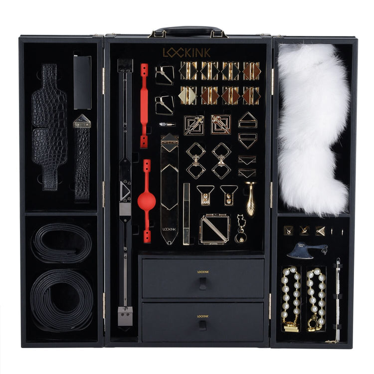 БДСМ-набір LOCKINK All-in-1 BDSM Play Kit, чорний, шкіра з тисненням, предмети для бондажу, шибарі, ваксплею