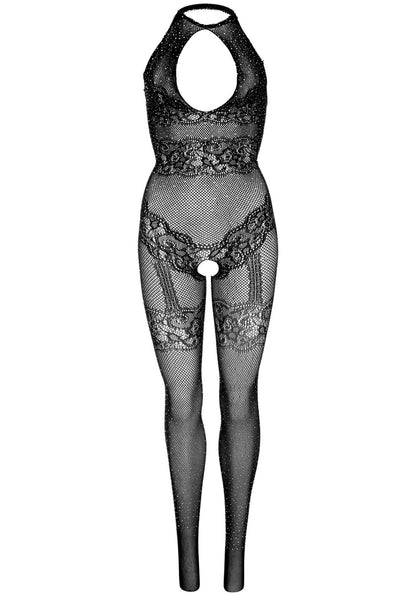Бодістокінг Leg Avenue Rhinestone Lace and Net Bodystocking Red One Size