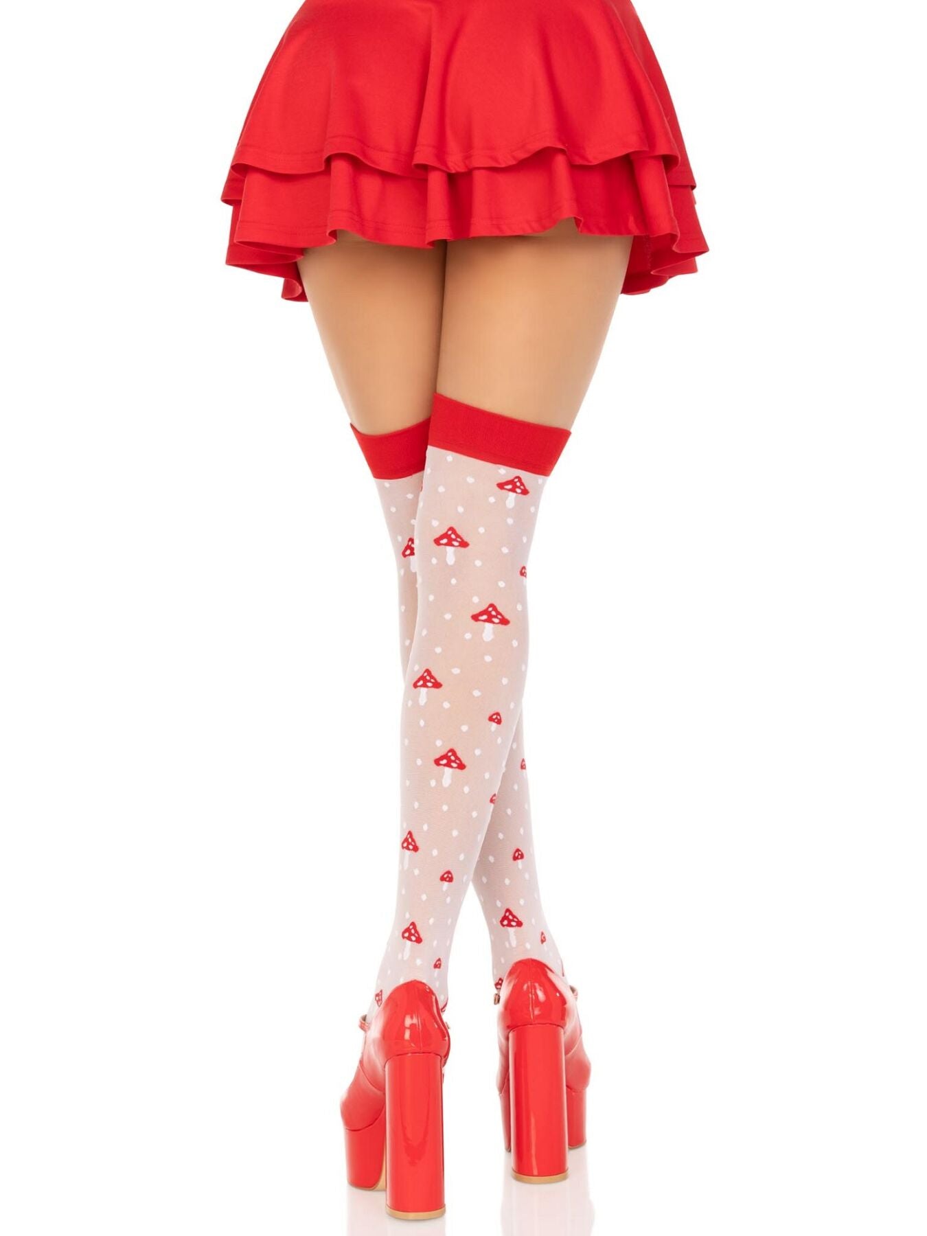 Панчохи Leg Avenue Polka Dot Mushroom Thigh Highs One Size