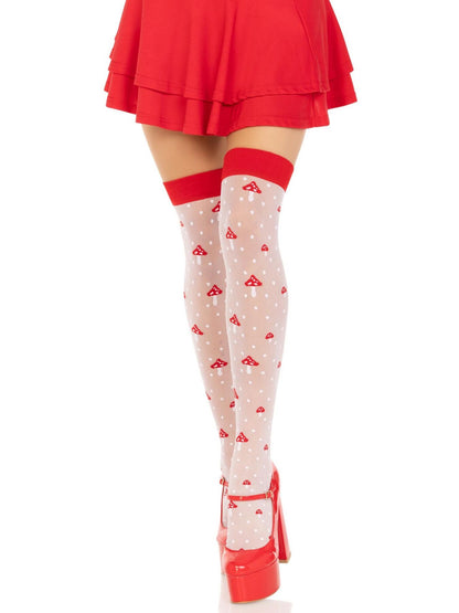 Панчохи Leg Avenue Polka Dot Mushroom Thigh Highs One Size