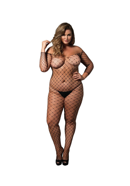 Бодістокінг Leg Avenue Off the shoulder bodystocking Black Queen Size