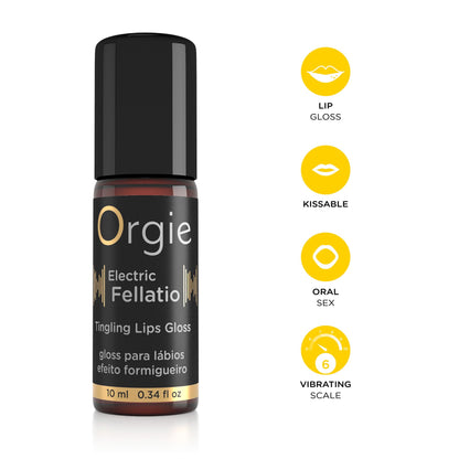 Віброблиск для губ Orgie Electric Fellatio Lips Gloss Tutti-frutti 10 мл, з ефектом поколювання