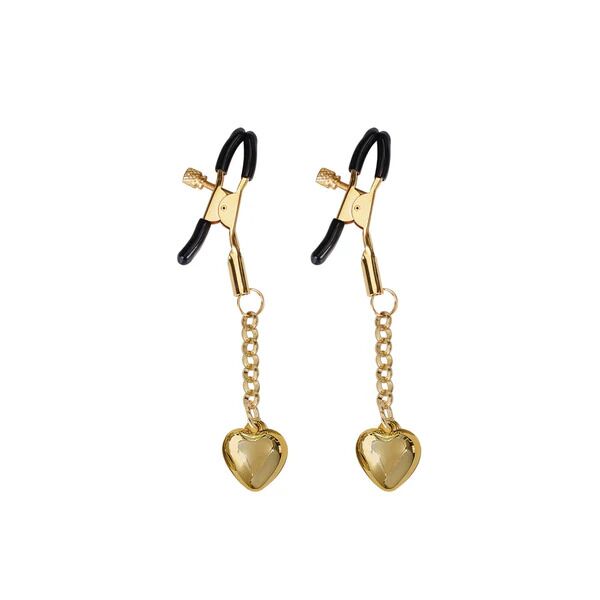 Затискачі для сосків з підвіскою Liebe Seele Solid Heart Nipple Clamps Gold