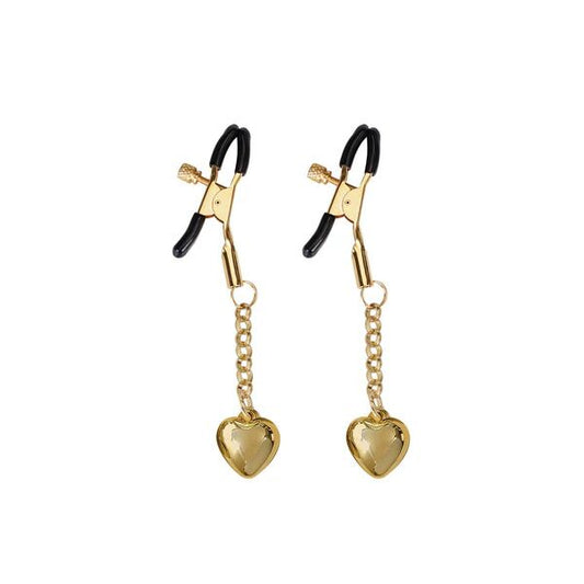 Затискачі для сосків з підвіскою Liebe Seele Solid Heart Nipple Clamps Gold