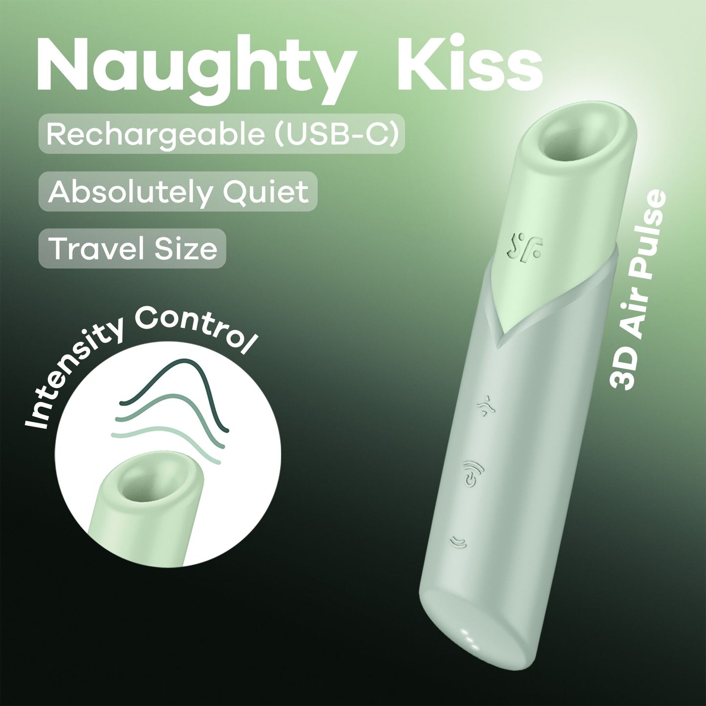Вакуумний стимулятор Satisfyer Naughty Kiss, магнітна технологія 3D Air Pulse