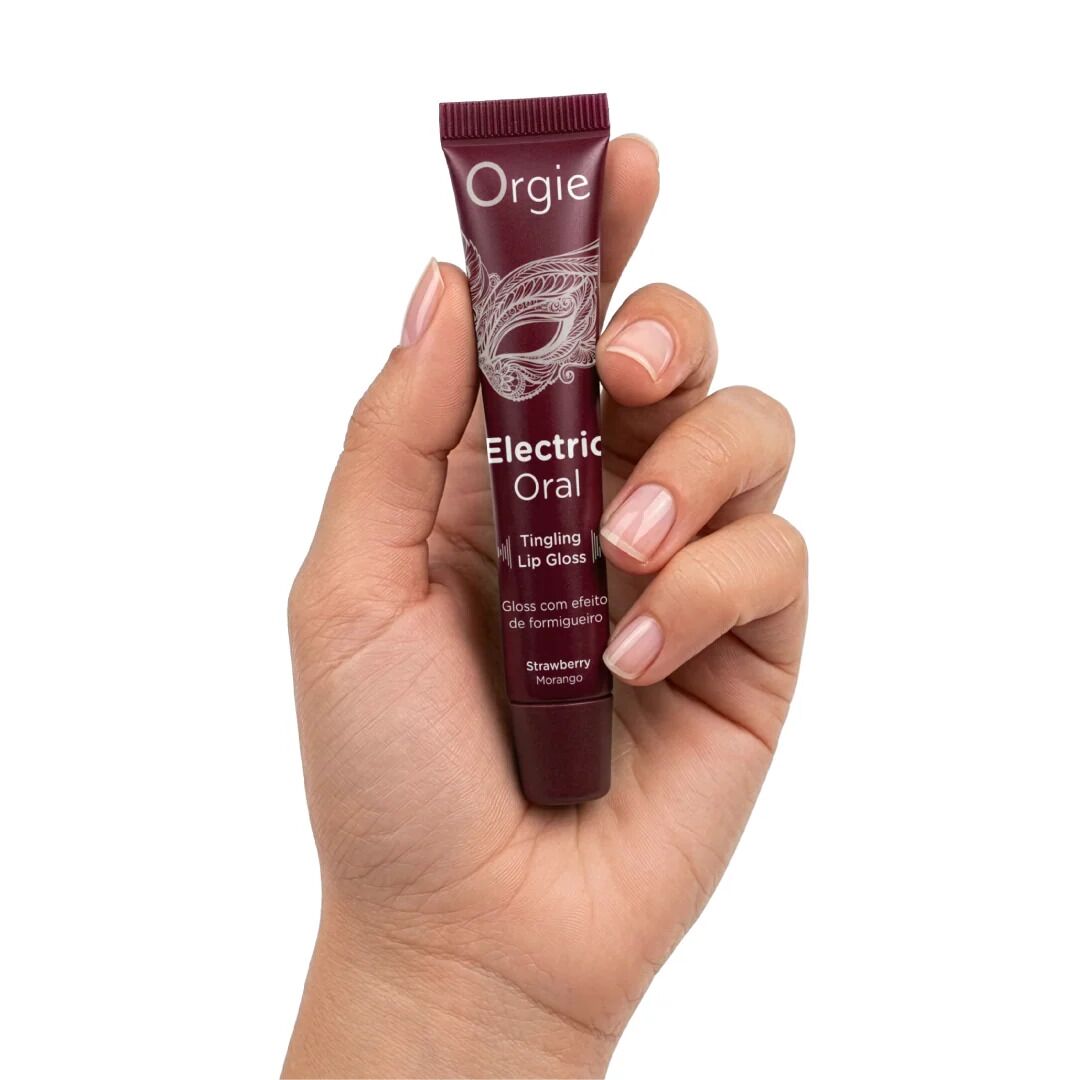 Віброблиск для губ Orgie Electric Oral Lips Gloss Strawberry 10 мл, з ефектом поколювання