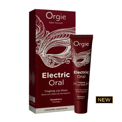 Віброблиск для губ Orgie Electric Oral Lips Gloss Strawberry 10 мл, з ефектом поколювання