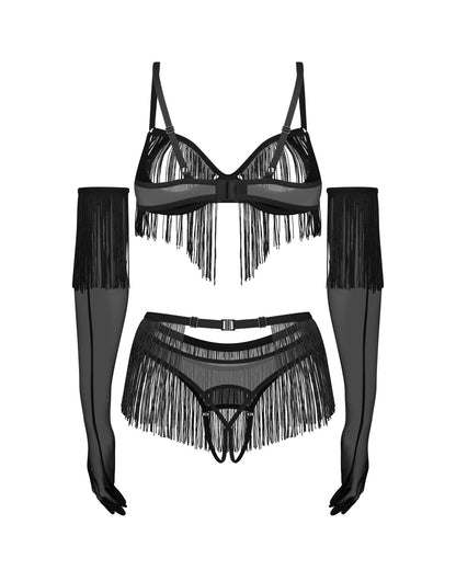Комплект Obsessive Rossay Black 4-pcs crotchless set S/M