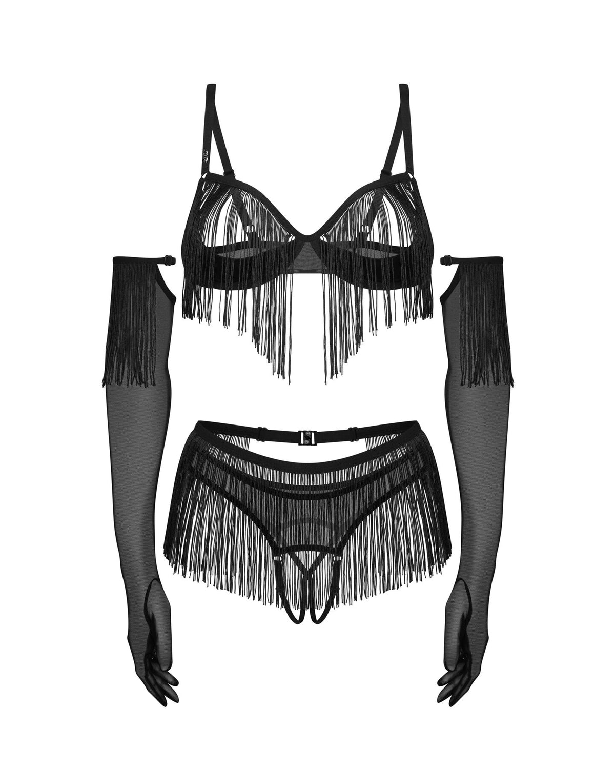 Комплект Obsessive Rossay Black 4-pcs crotchless set L/XL