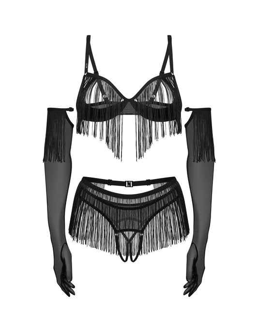 Комплект Obsessive Rossay Black 4-pcs crotchless set L/XL