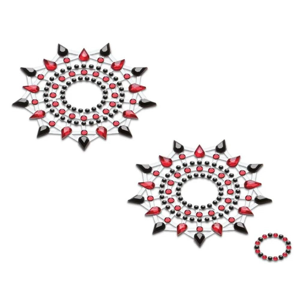 Прикраси зі стразами для грудей Gloria Petits Joujoux, червоно-чорні