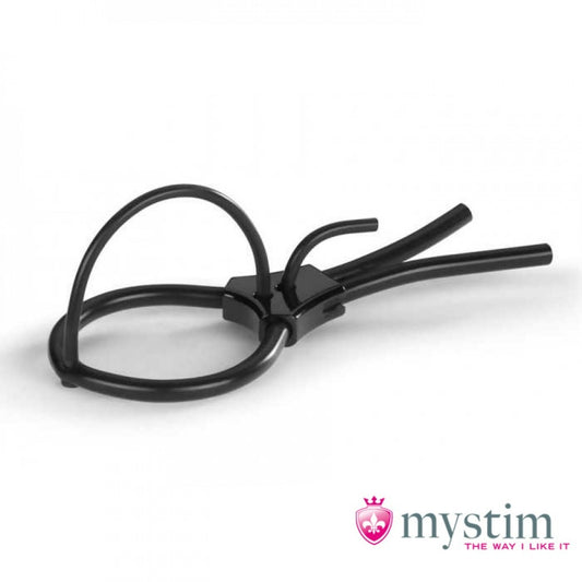 Утяжка для головки пеніса Mystim з електростимуляцією, чорна